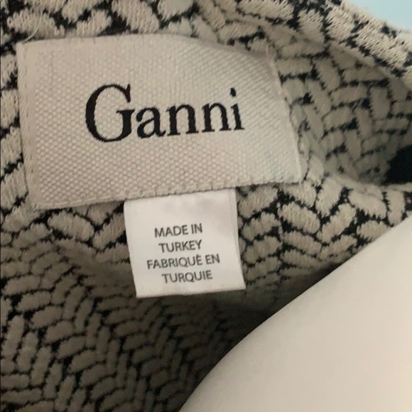 ANTHROPOLOGIE Ganni Crossknit Black & White Pleated Dress - Picture 7 of 8